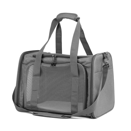 Breathable Grey Soft Fabric Pet Carrier Bag with Shoulder Strap