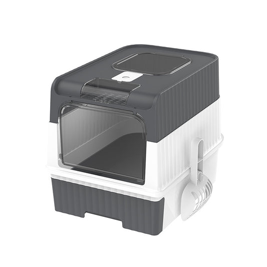 PawKind Large Anti-Splashing Cat Litter Box (Grey)