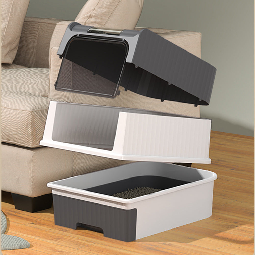 PawKind Large Anti-Splashing Cat Litter Box (Grey)