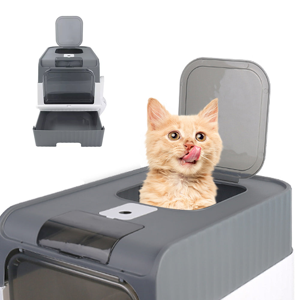 PawKind Large Anti-Splashing Cat Litter Box (Grey)