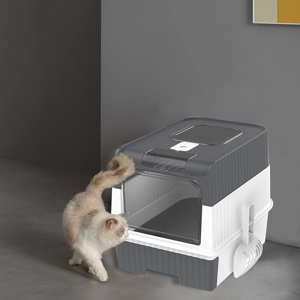 PawKind Large Anti-Splashing Cat Litter Box (Grey)
