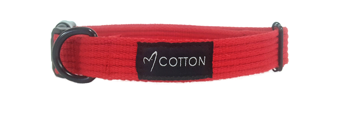 Gor Cotton Dog Collar in Beige - Medium Size Soft Webbing Style